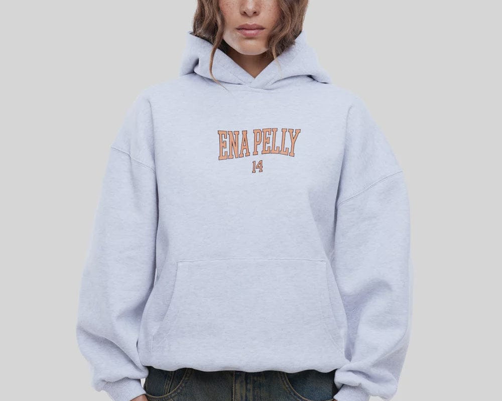 Ena Pelly Jumpers Varsity Hoodie - White Marle