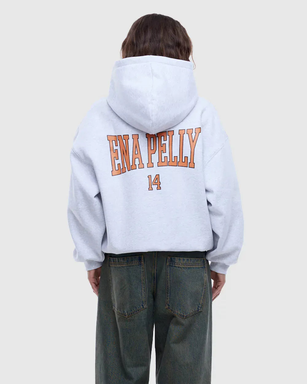 Ena Pelly Jumpers Varsity Hoodie - White Marle