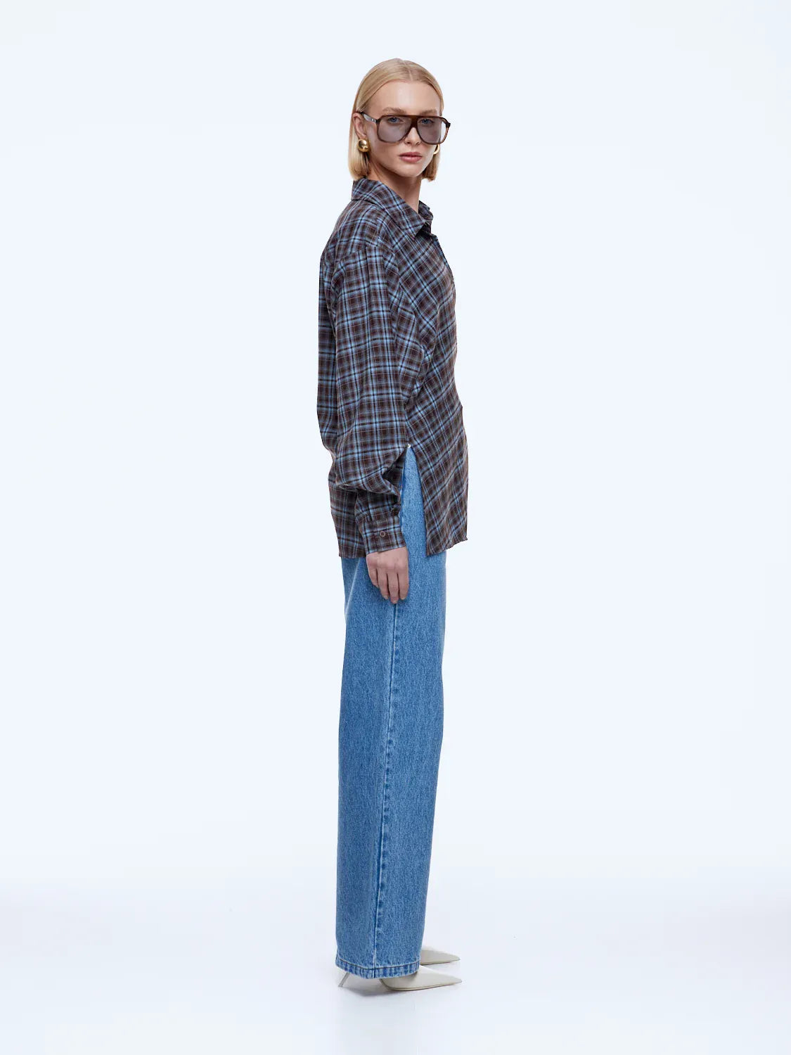 Ena Pelly Shirts Bobbi Check Shirt - Brown/ Blue Check