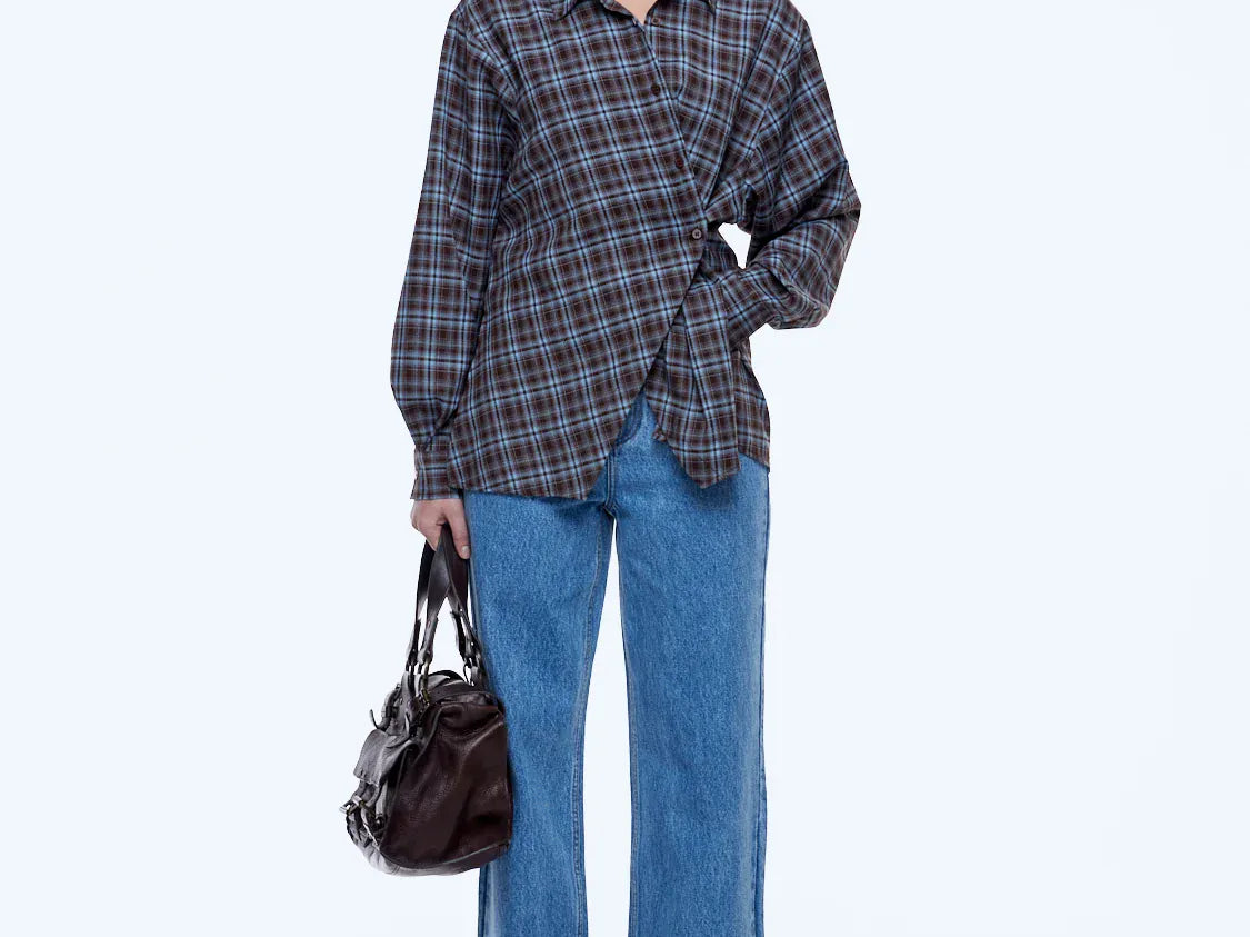 Ena Pelly Shirts Bobbi Check Shirt - Brown/ Blue Check