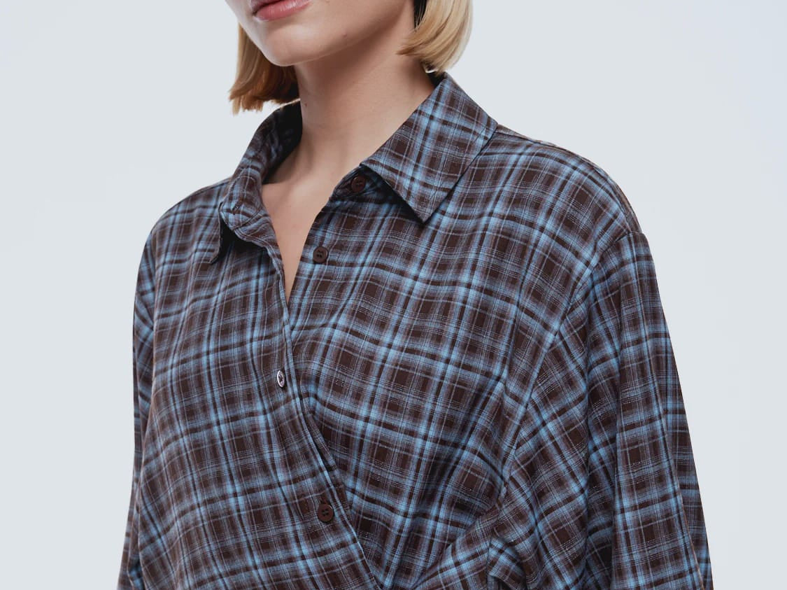 Ena Pelly Shirts Bobbi Check Shirt - Brown/ Blue Check
