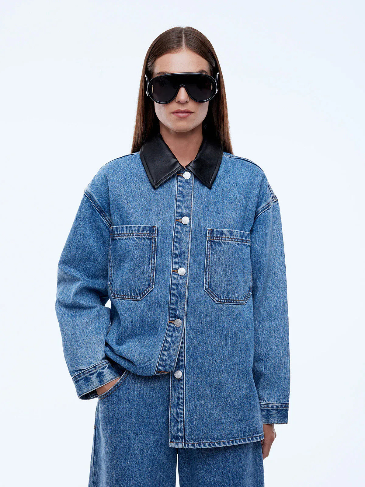 Ena Pelly Shirts Prue Overshirt - Mid Indigo
