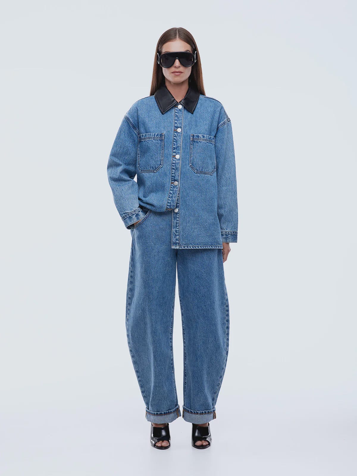 Ena Pelly Shirts Prue Overshirt - Mid Indigo