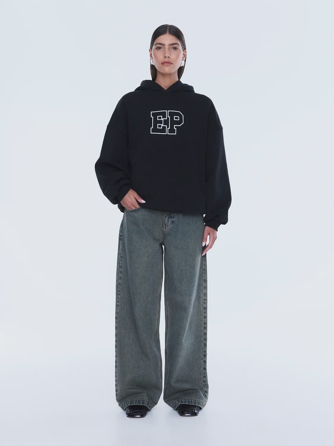 Ena Pelly Sweaters Cassie Oversized Hoodie - Black