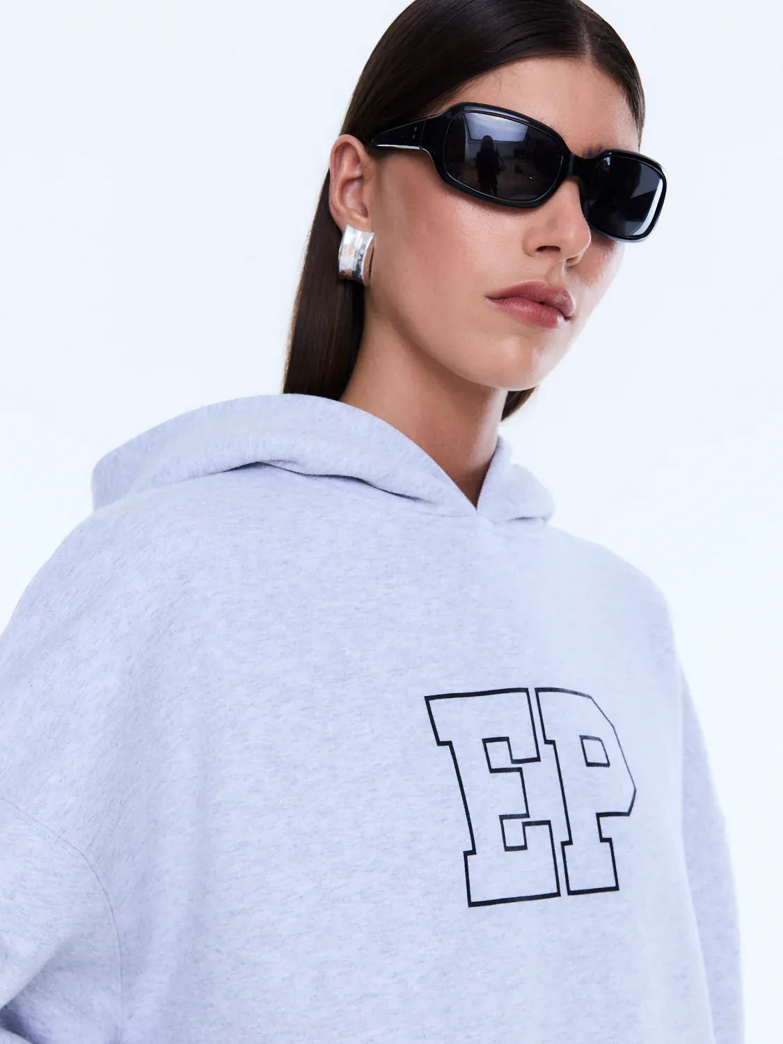 Ena Pelly Sweaters Cassie Oversized Hoodie - Mid Grey Marle