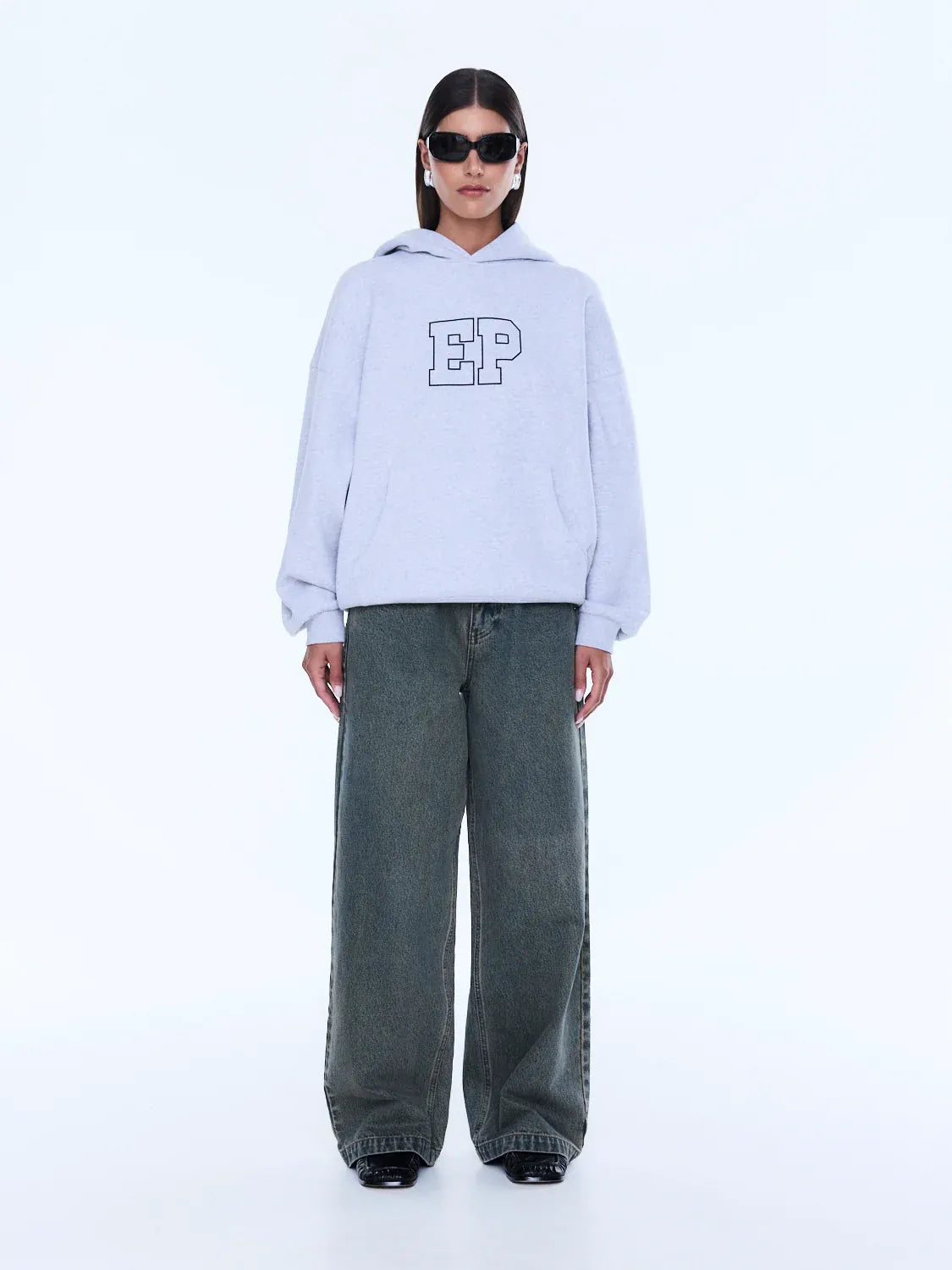 Ena Pelly Sweaters Cassie Oversized Hoodie - Mid Grey Marle