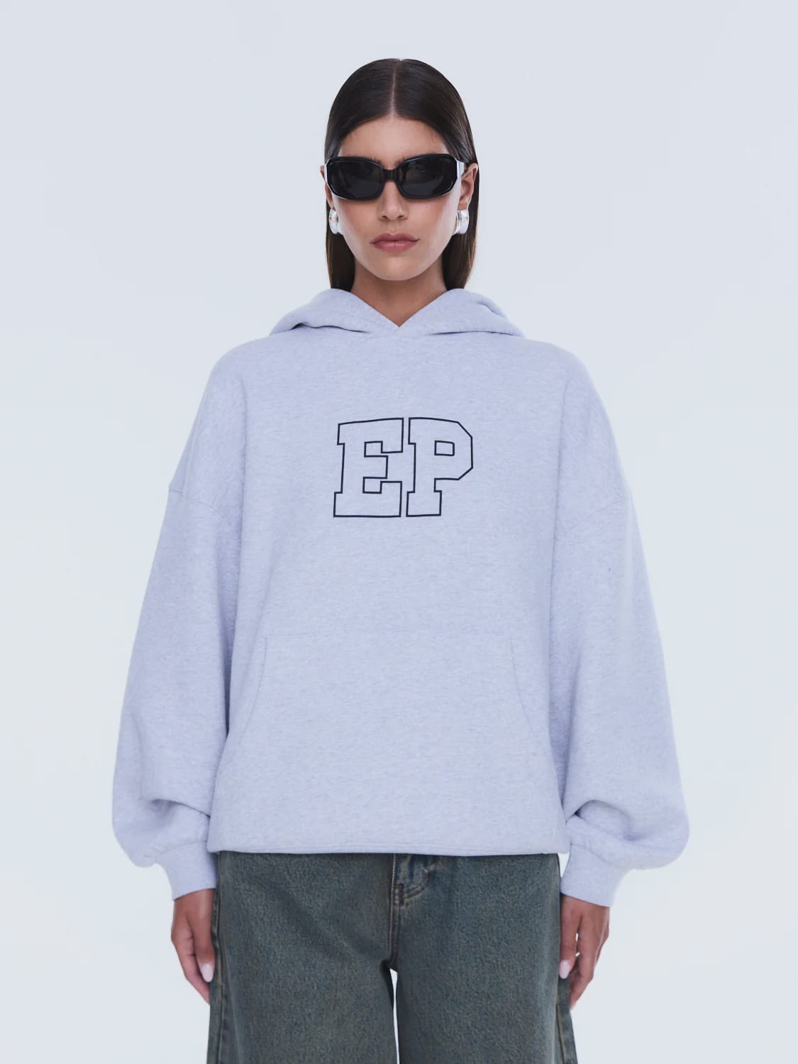 Ena Pelly Sweaters Cassie Oversized Hoodie - Mid Grey Marle