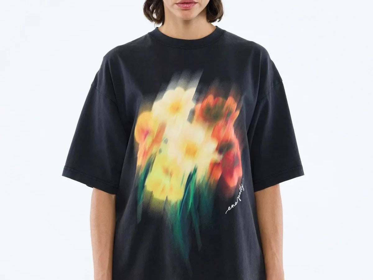 Ena Pelly Tees Blurred Sunflowers Tee - Vintage Black