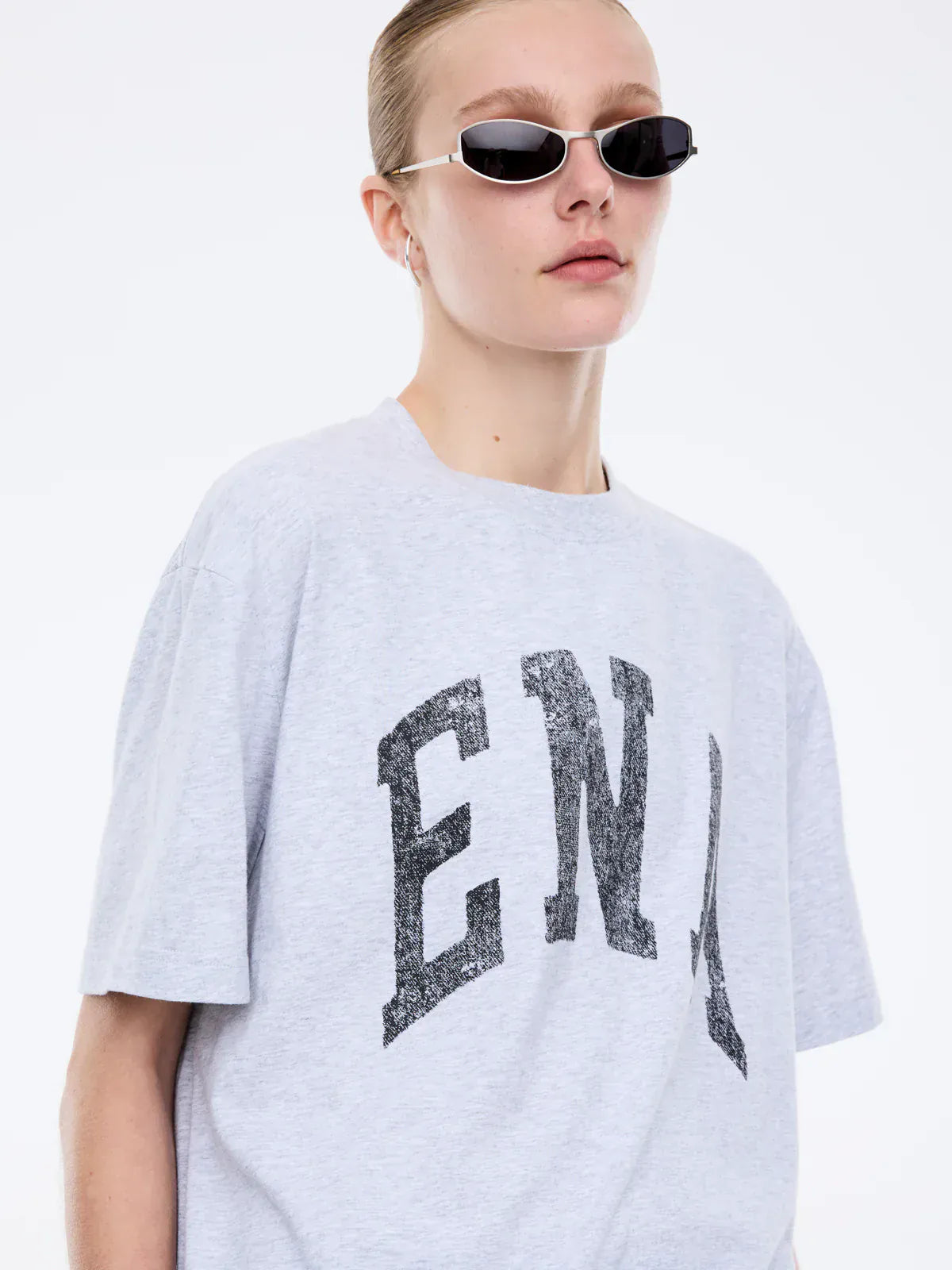 Ena Pelly Tees Ena Pelly | Jessie Oversized Tee College - Mid Grey Marle