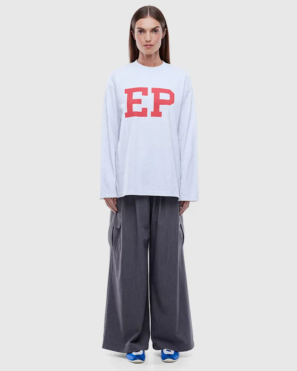Ena Pelly Tees EP Long Sleeve Tee - White Marle