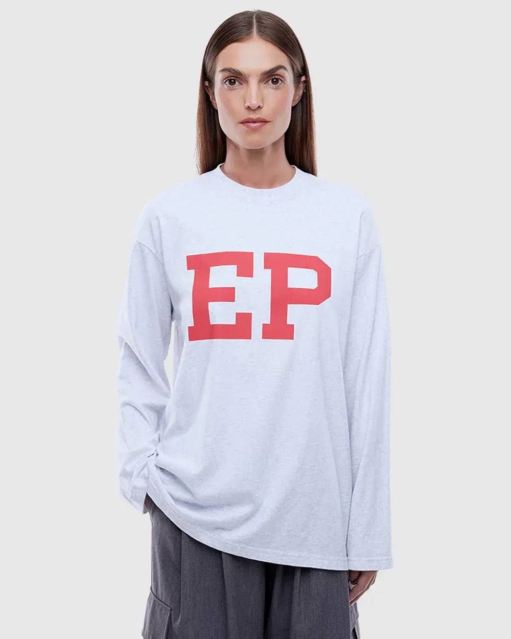 Ena Pelly Tees EP Long Sleeve Tee - White Marle
