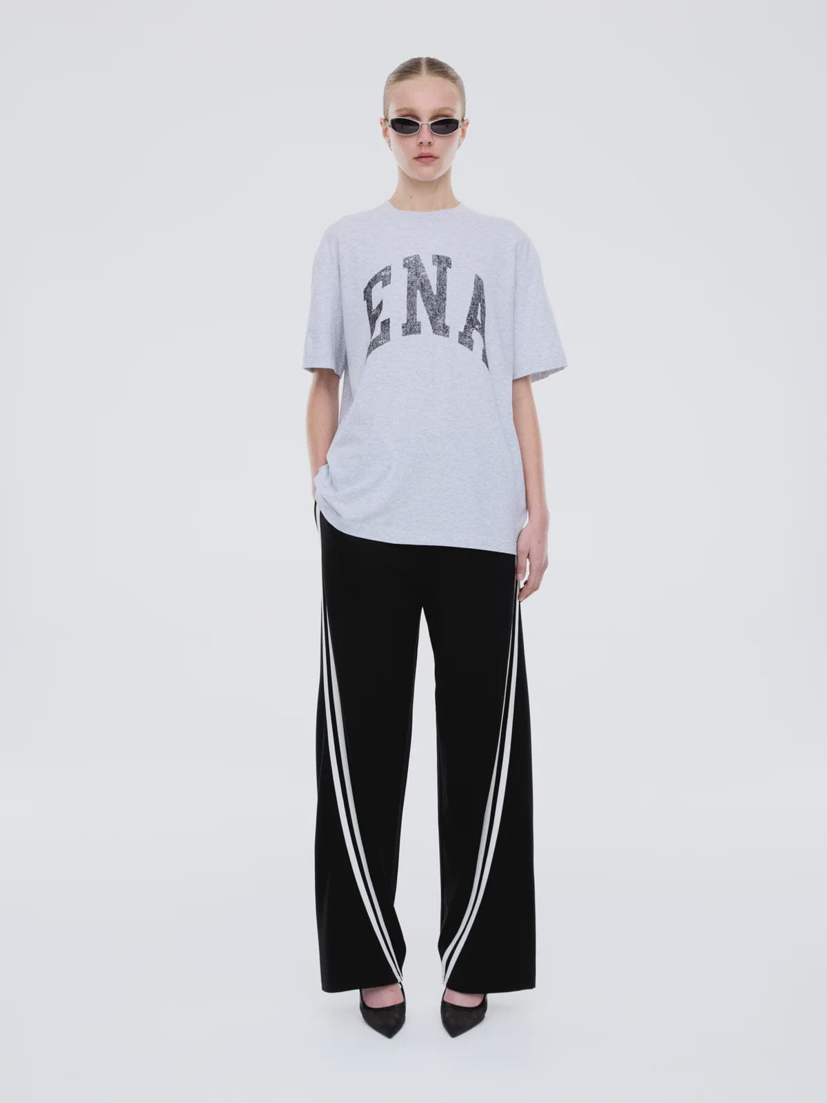 Ena Pelly Tees Jessie Oversized Tee Collegiate 2.0 - Mid Grey Marle