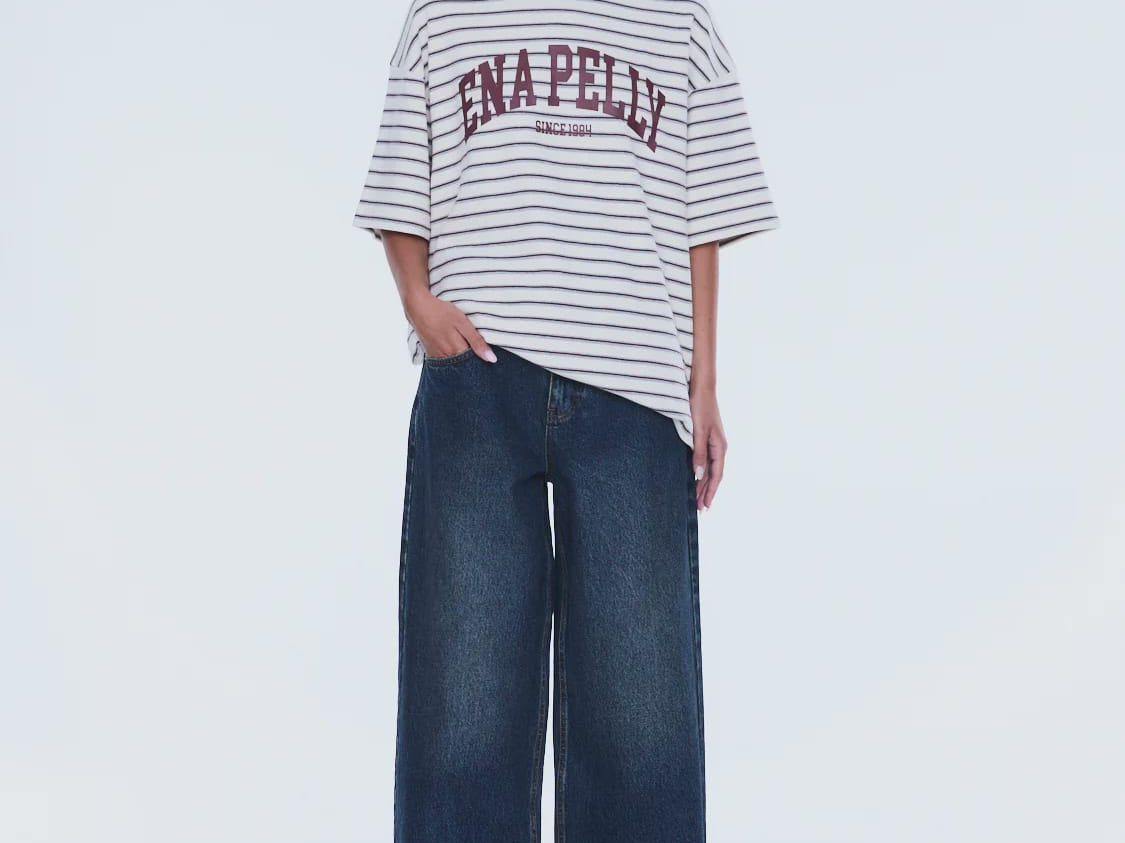 Ena Pelly Tees Maeve Relaxed Tee - Burgundy Stripe