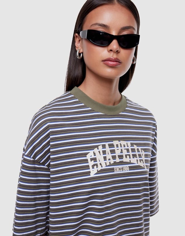 Ena Pelly Tees Maeve Relaxed Tee - Green Stripe