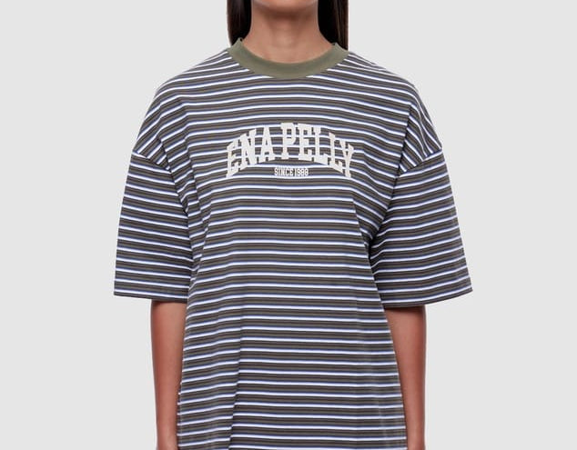 Ena Pelly Tees Maeve Relaxed Tee - Green Stripe
