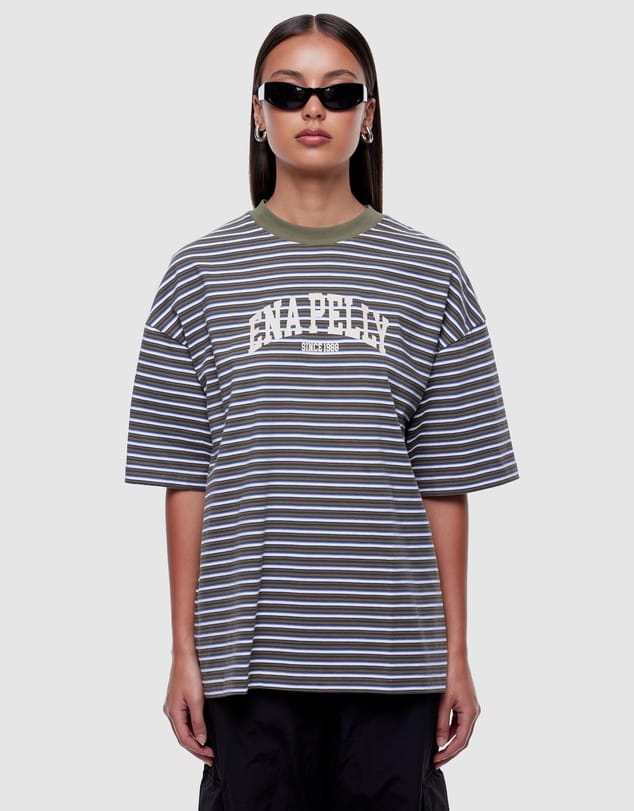 Ena Pelly Tees Maeve Relaxed Tee - Green Stripe
