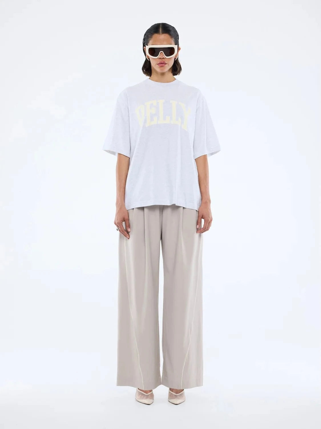 Ena Pelly Tees Pelly Collegiate Tee - White Marle