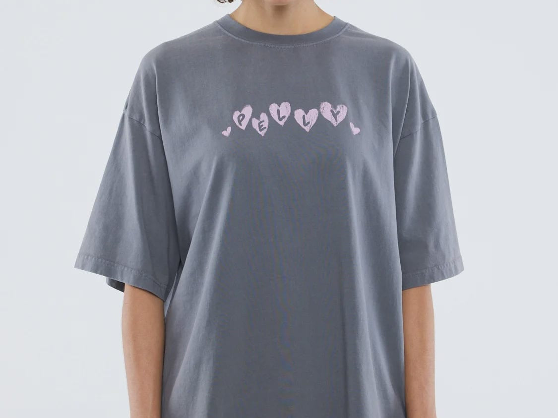 Ena Pelly Tees Pelly Spray Heart Tee - Washed Grey