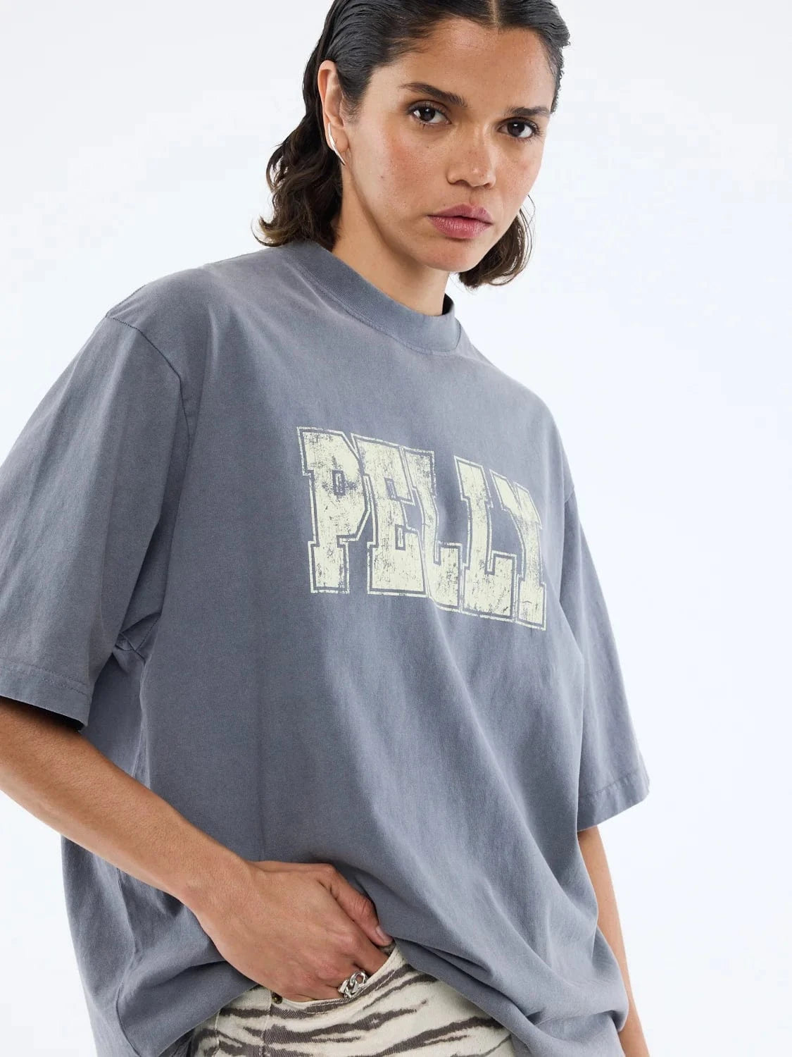 Ena Pelly Tees Pelly World Tour Tee - Washed Grey