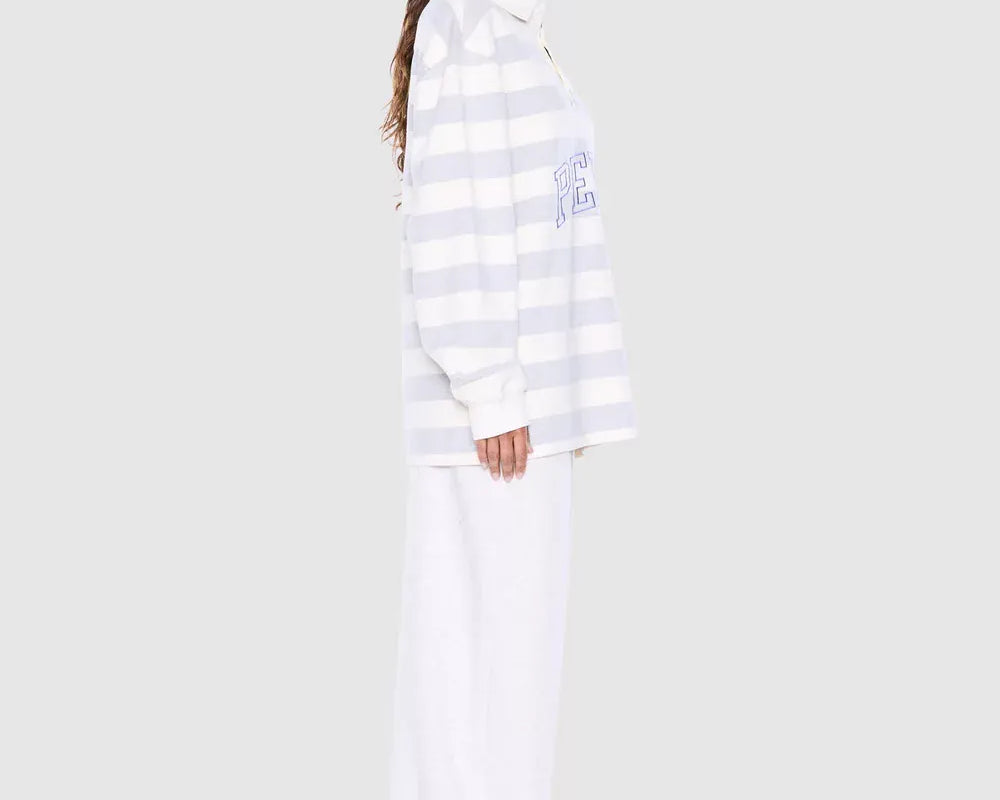 Ena Pelly Tops - Long Sleeve Mel Panelled Polo - Vintage White