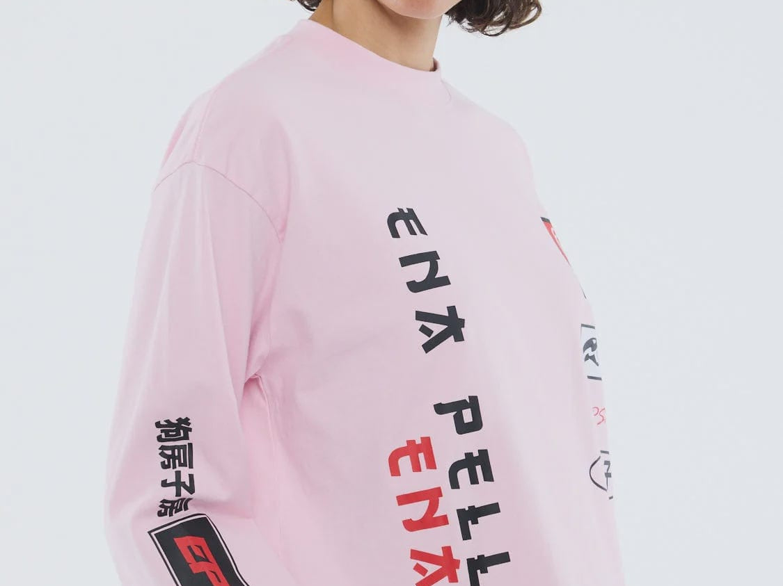 Ena Pelly Tops - Long Sleeve Street Signs Long Sleeve Tee - Pink