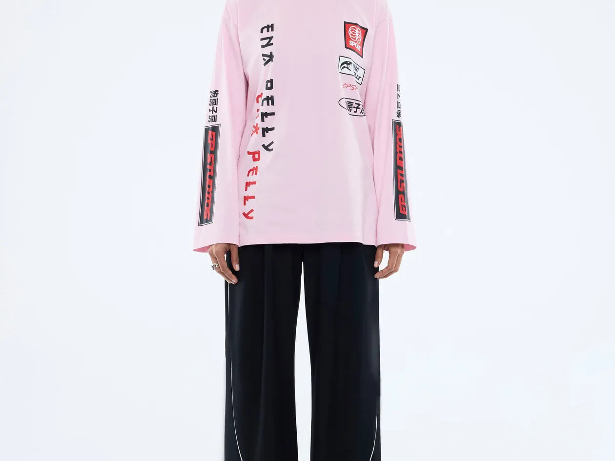 Ena Pelly Tops - Long Sleeve Street Signs Long Sleeve Tee - Pink