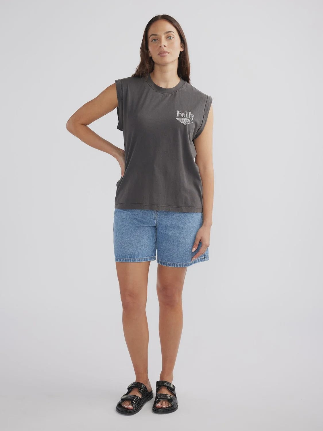 Ena Pelly Tops - Tanks Ena Pelly | Rachel Muscle Tank - Faded Black`