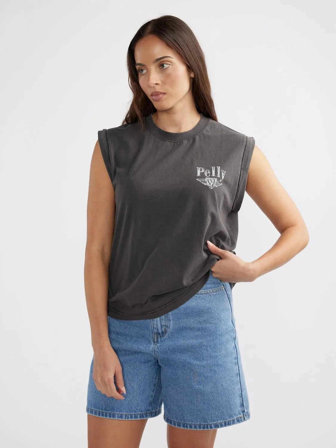 Ena Pelly Tops - Tanks Ena Pelly | Rachel Muscle Tank - Faded Black`