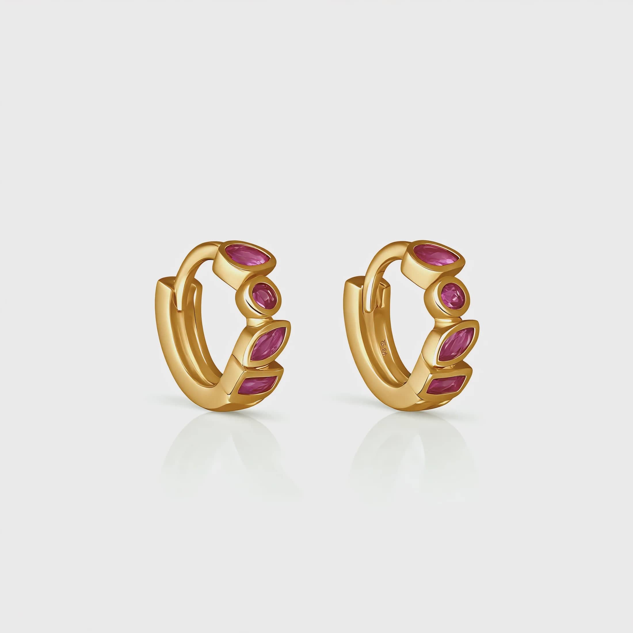 Ever Jewellery Earrings Ever Jewellery | Glory Huggie Earrings - Ruby