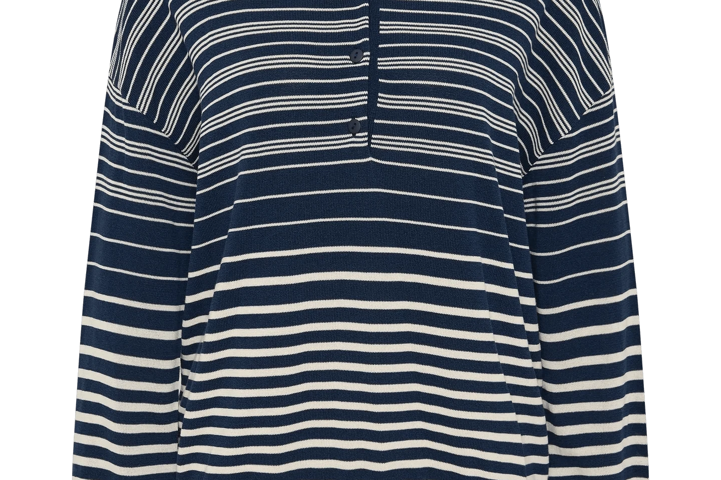 Faithful The Brand Tops - Long Sleeve Faithful The Label | Harlow Oversized Polo - Scandi Stripe/Navy Cream