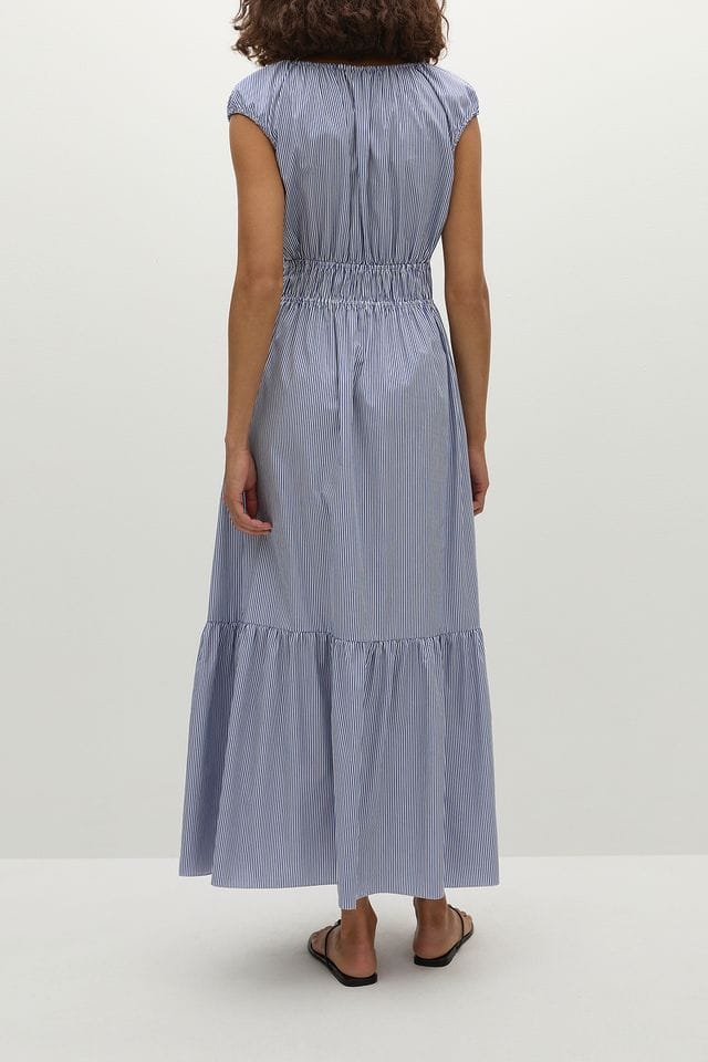 Faithfull The Brand Dresses Hedda Maxi Dress - Helle Stripe Vintage Navy