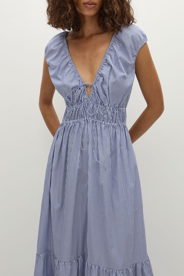 Faithfull The Brand Dresses Hedda Maxi Dress - Helle Stripe Vintage Navy