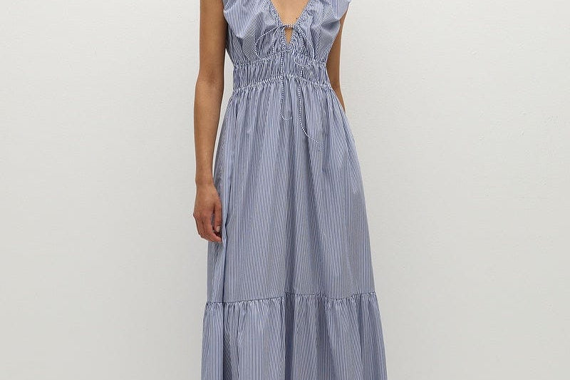 Faithfull The Brand Dresses Hedda Maxi Dress - Helle Stripe Vintage Navy