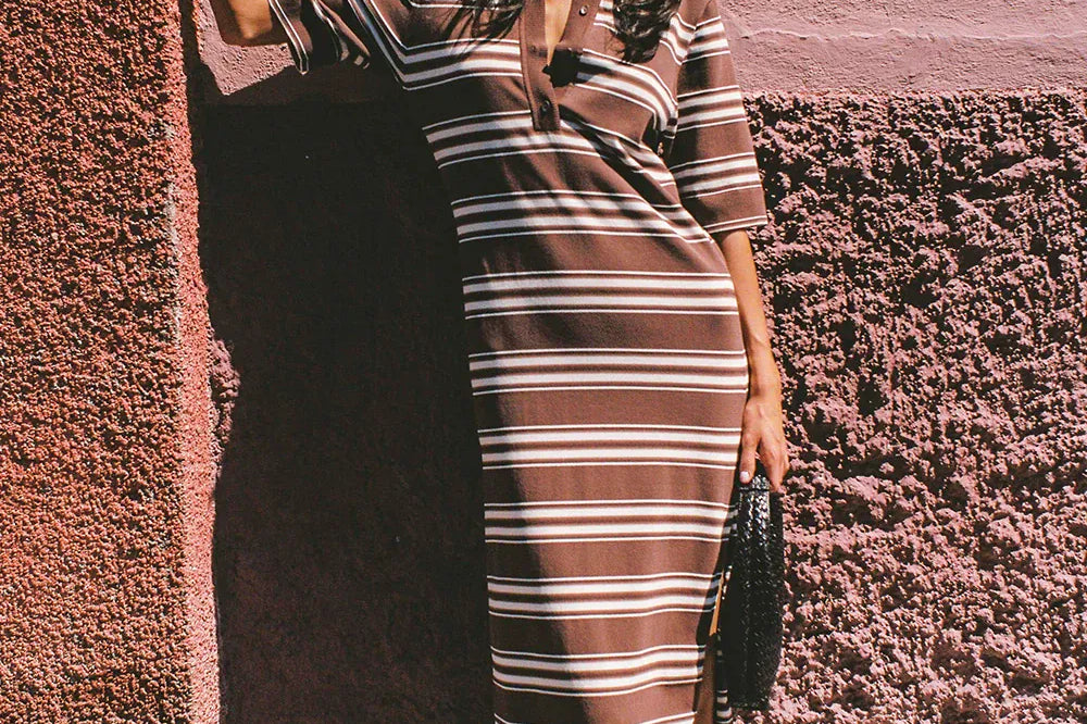 Faithfull The Brand Dresses - Knit Santiago Polo Dress - Ombre Stripe