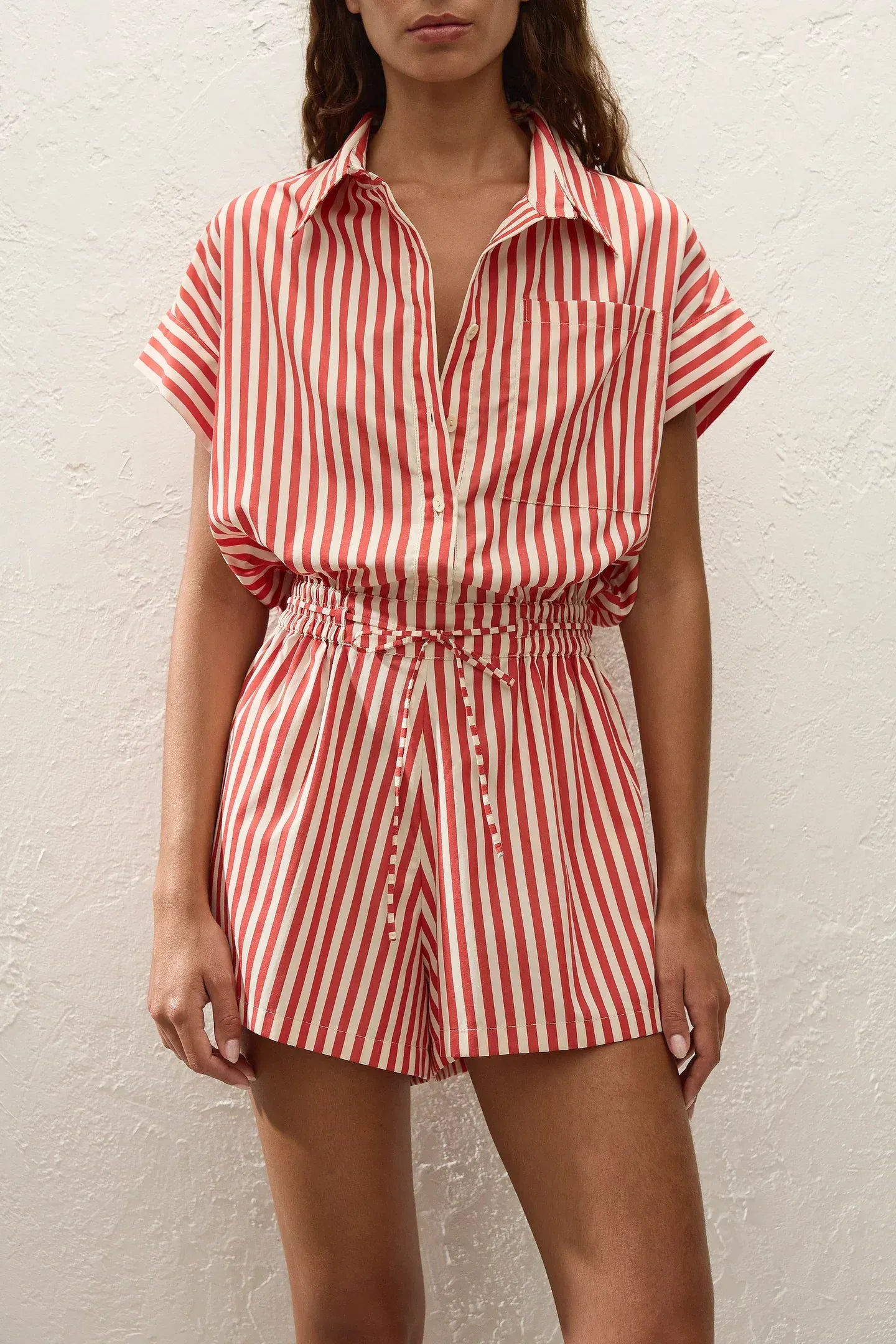 Faithfull The Brand Jumpsuits Zion Playsuit - Orozco Stripe/ Dusty Tomato