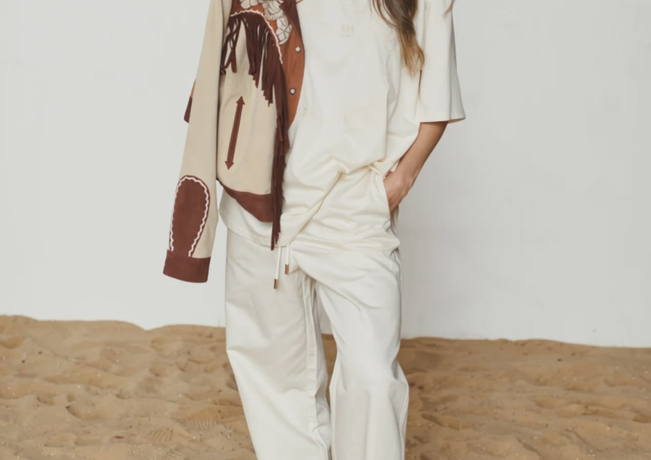 FAR MER By Whitney Pants Paisley Emboss Drawstring Pant