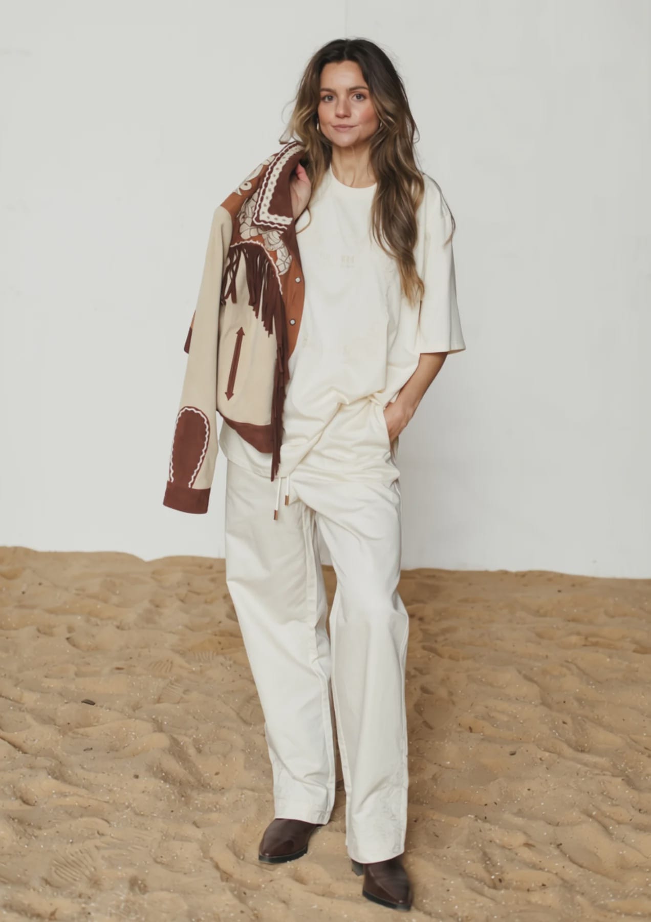 FAR MER By Whitney Pants Paisley Emboss Drawstring Pant