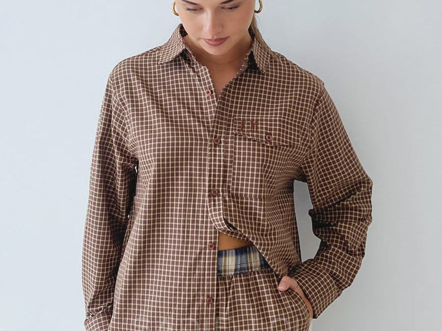 FAR MER By Whitney Shirts Cocky Plaid Boyfriend Button Up
