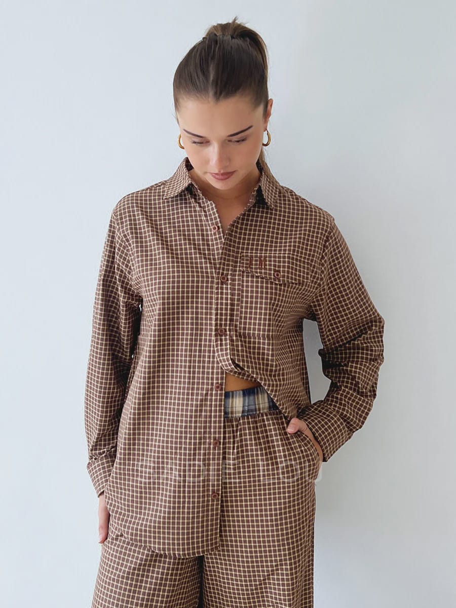 FAR MER By Whitney Shirts Cocky Plaid Boyfriend Button Up