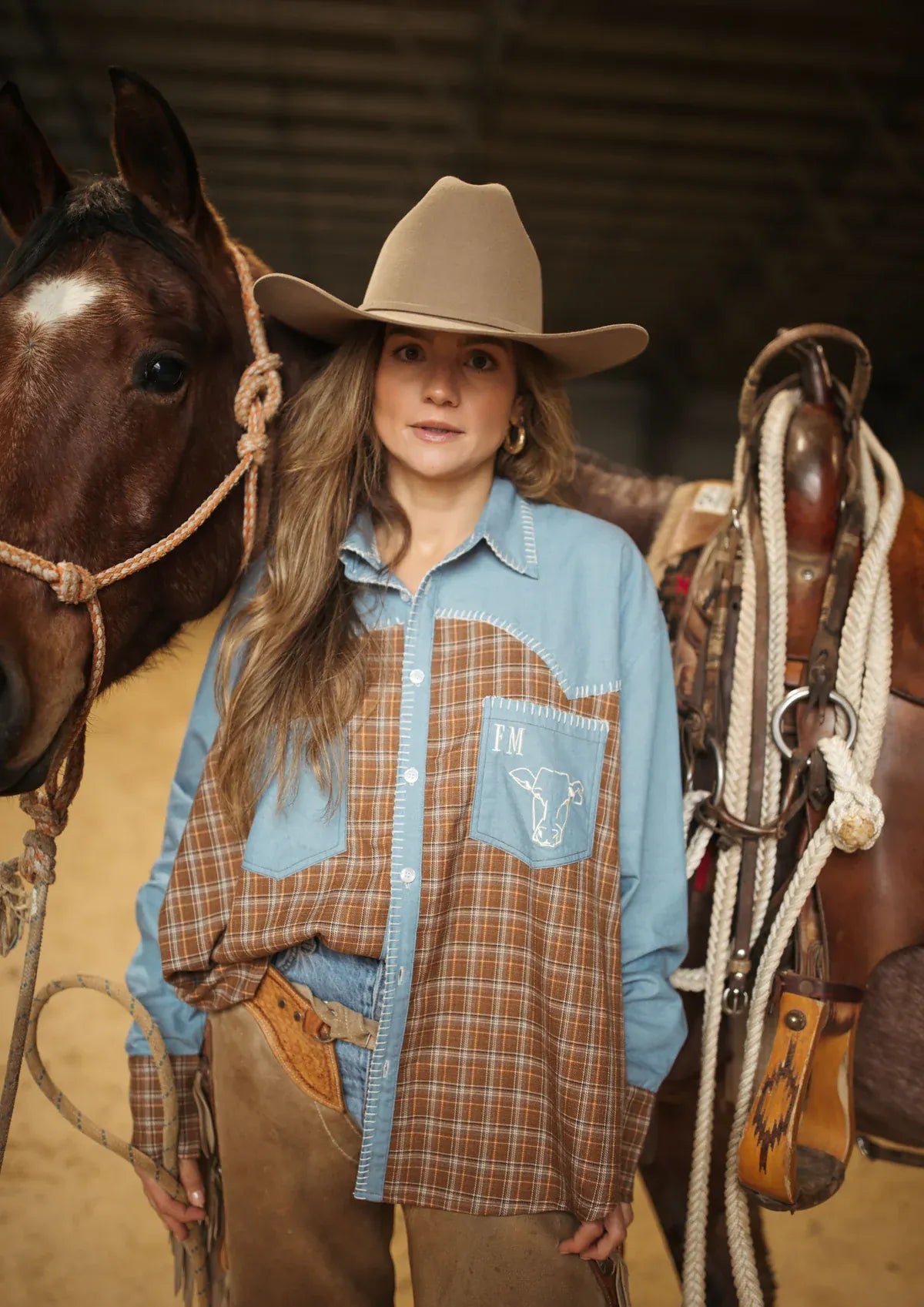 FAR MER By Whitney Shirts Homestead Check Texas Yoke