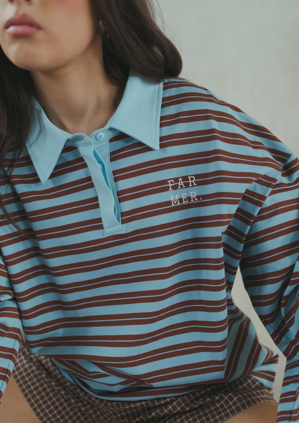 FAR MER By Whitney Tops - Long Sleeve Heartbreak Blues Jersey Polo