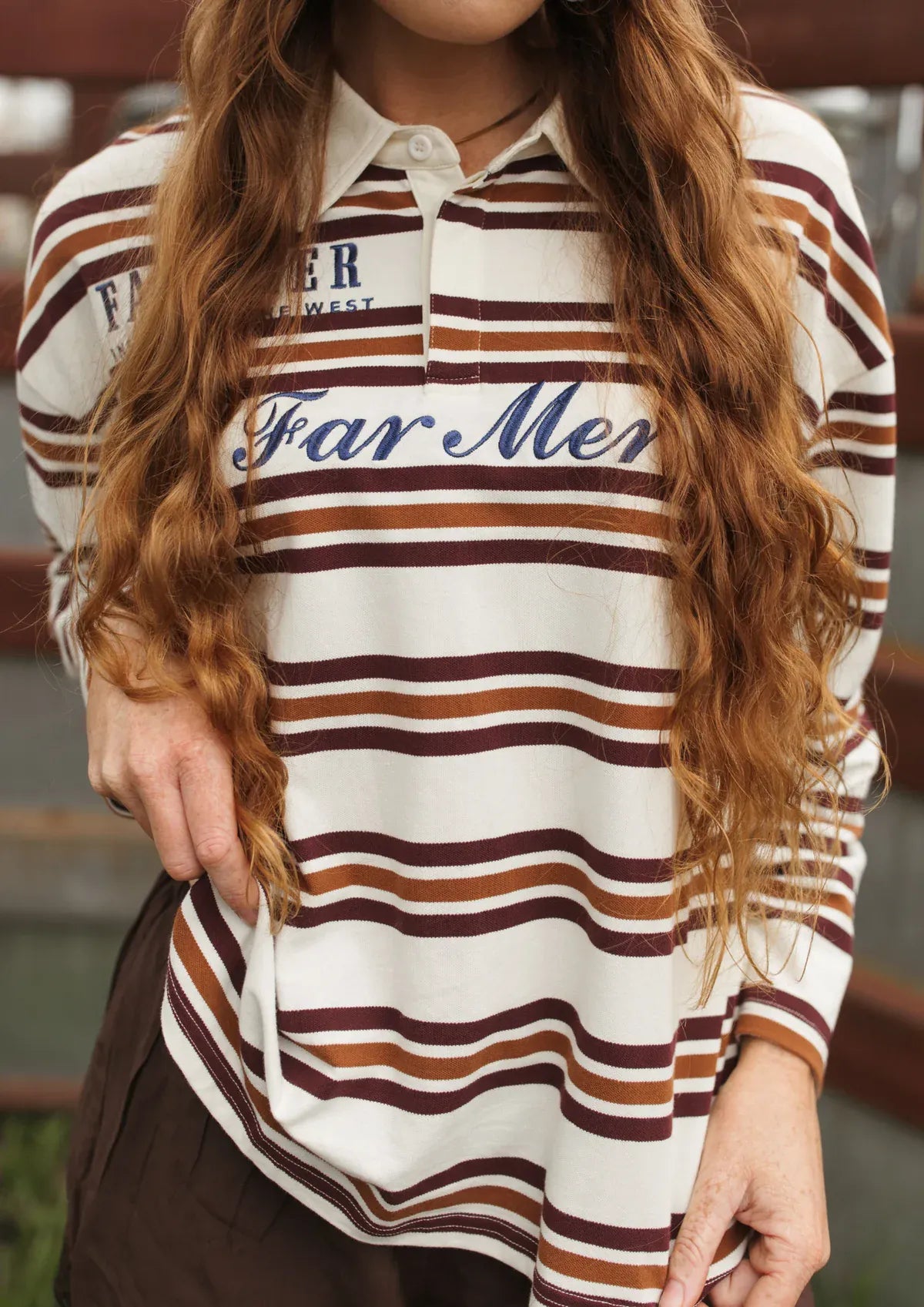 FAR MER By Whitney Tops - Long Sleeve Ranchhand Jersey Polo