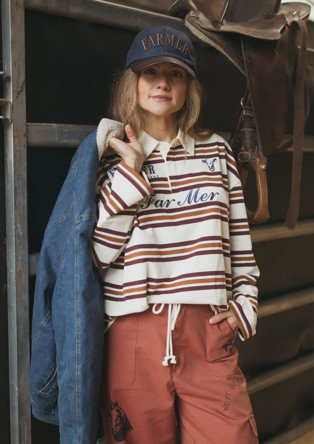 FAR MER By Whitney Tops - Long Sleeve Ranchhand Jersey Polo