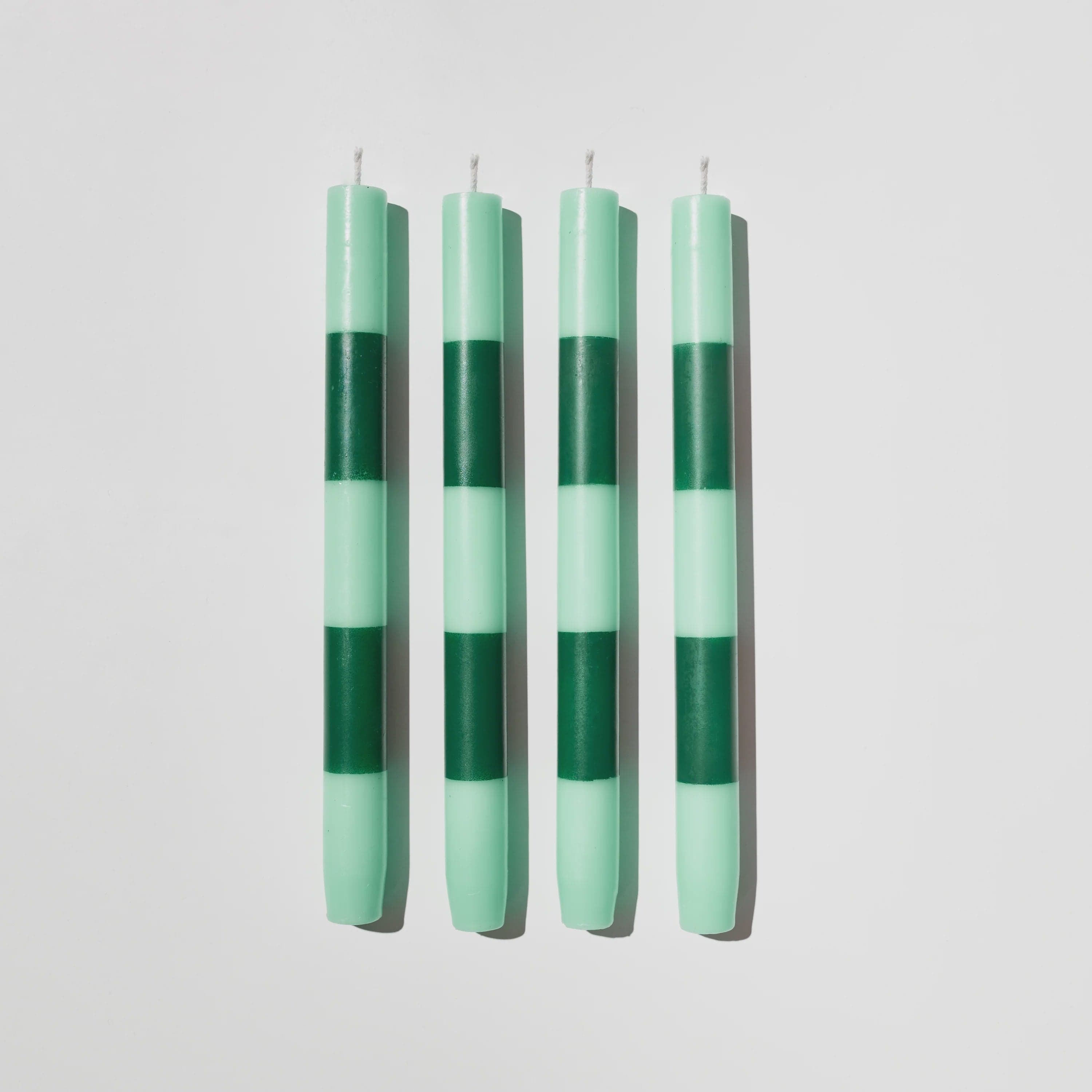Fazeek Candles Fazeek | Four x Striped Candles - Jade + Green