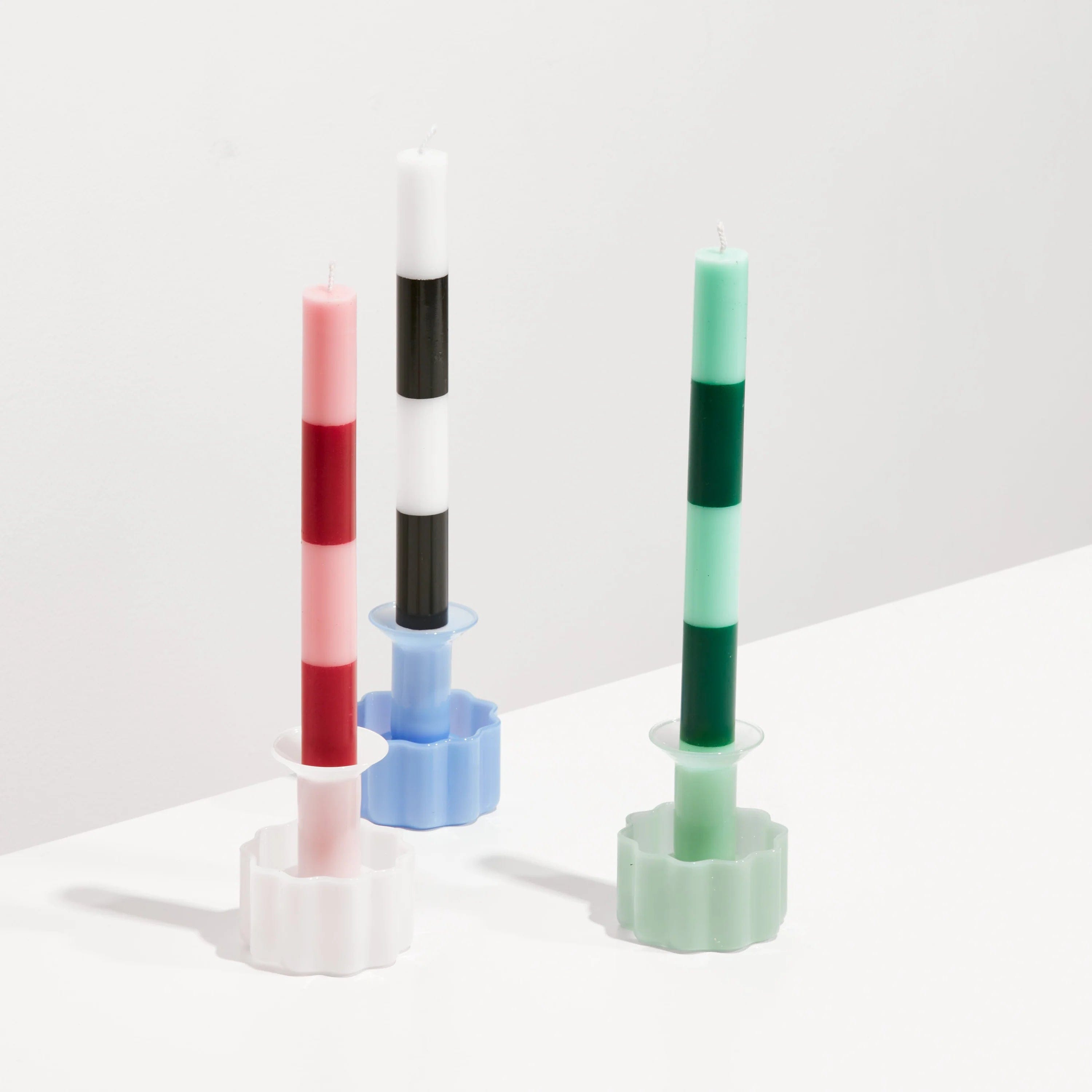 Fazeek Candles Fazeek | Four x Striped Candles - Jade + Green