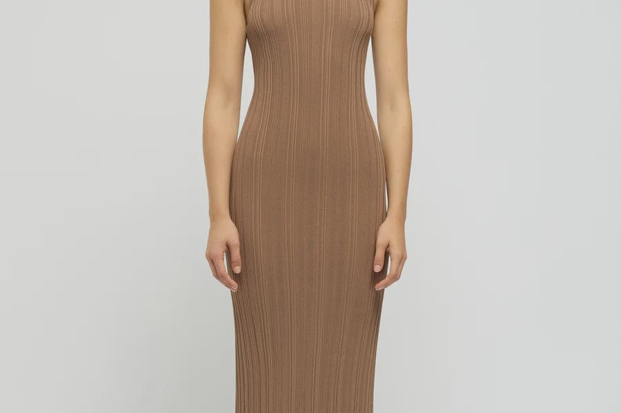 Friend Of Audrey Dresses - Casual Friend Of Audrey | Reflection Singlet Knit Dress - Warm Taupe