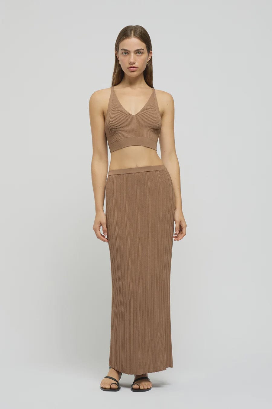 Friend Of Audrey Skirts - Formal Friend Of Audrey | Reflection Ribbed Knit Skirt - Warm Taupe
