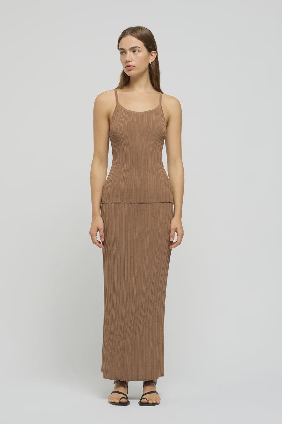 Friend Of Audrey Tops - Casual Friend Of Audrey | Reflection Ribbed Knit Singlet - Warm Taupe