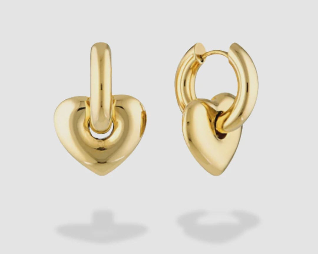 Gimme Earrings Lisa Puffy Heart Earrings - Gold