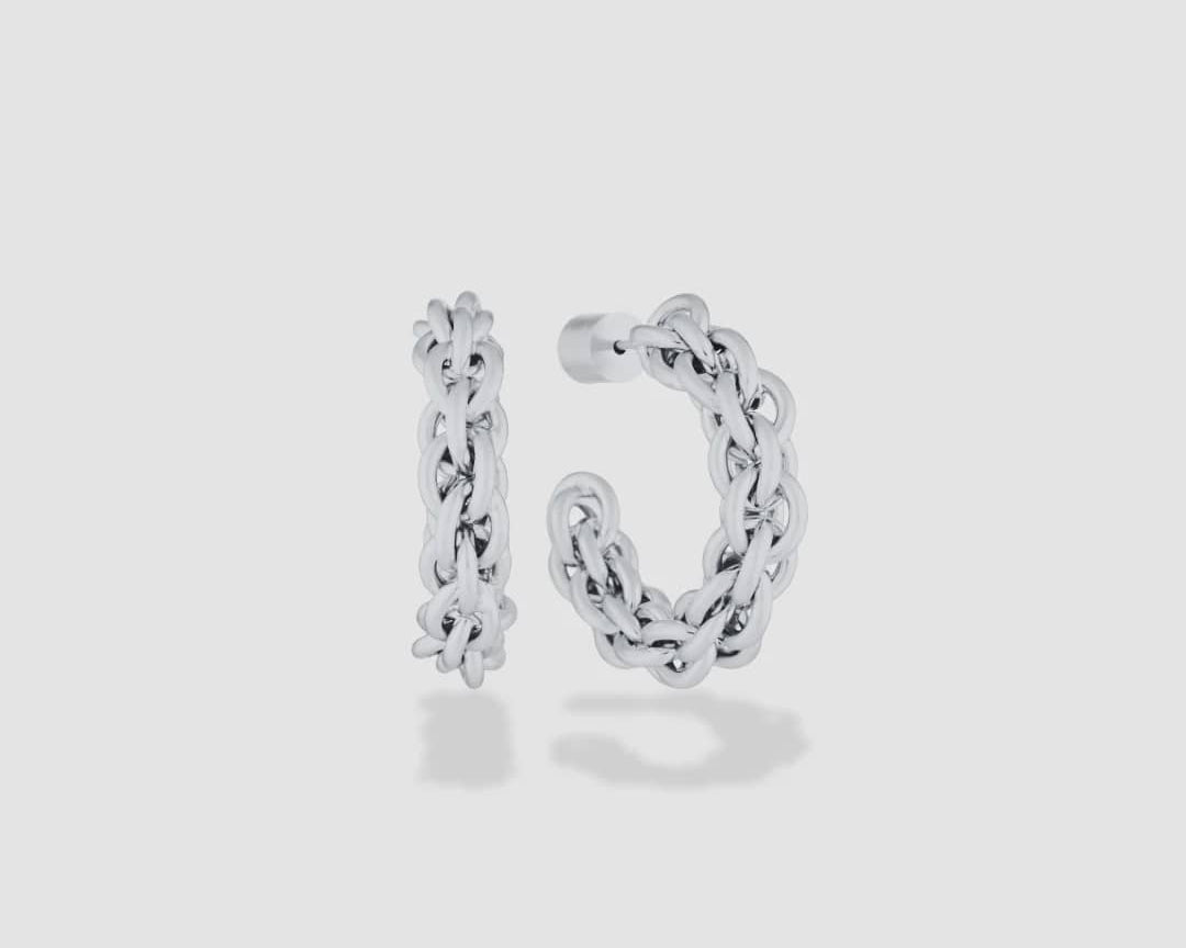 Gimme Earrings Tangled Chain Hoops - Silver
